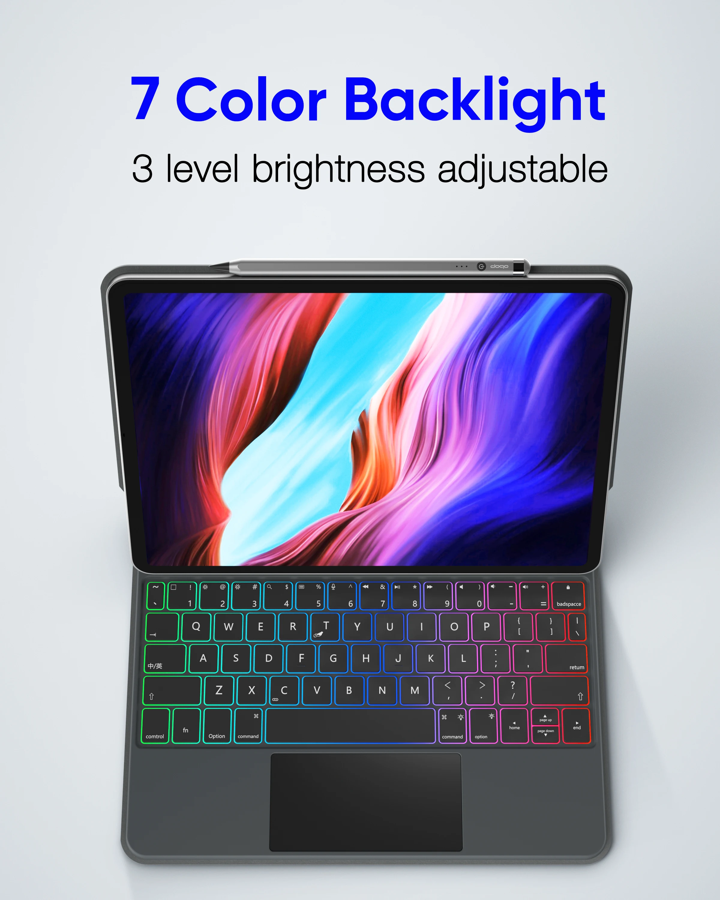 Imagem -04 - Doqo Sp: Case Teclado Mágico sem Fio Trackpad Bluetooth Ipad Pro 11 Ipad Air4 10 Color Backlight