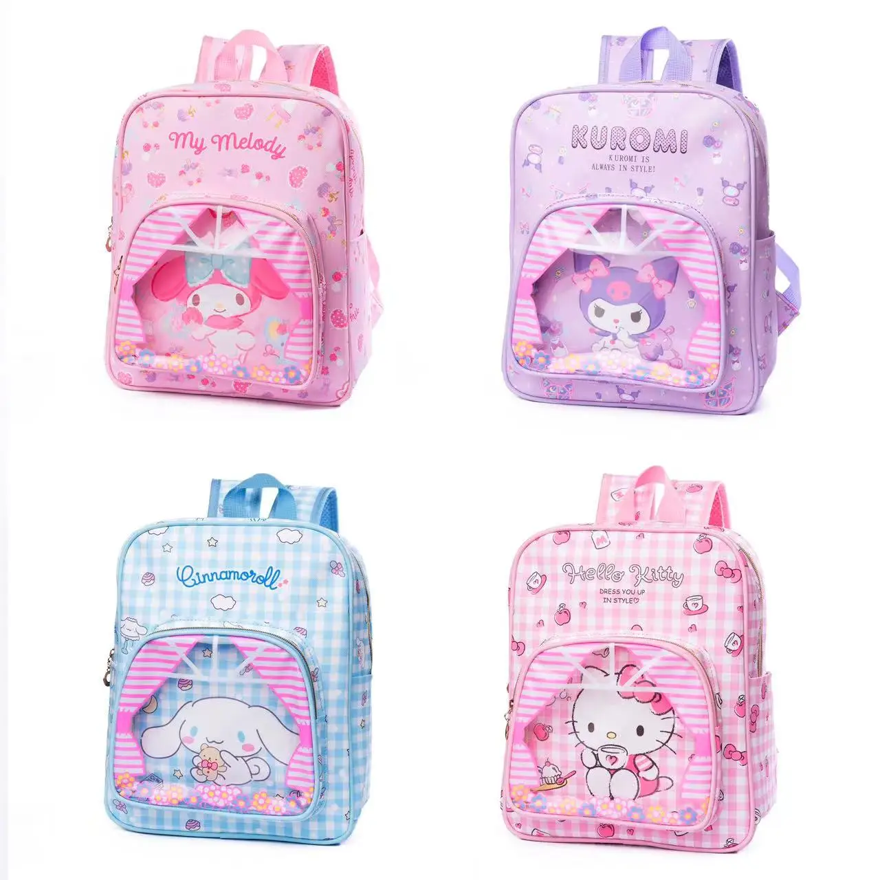 Sanrio Women Shoulder Bag Cute Kuromi Hello Kitty Cinnamoroll Anime Kawaii Large Capacity Student Schoolbag For Girl Kids Gifts