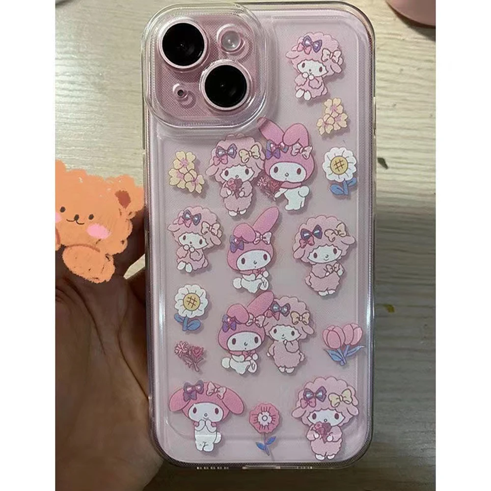 Sanrio My Melody Sunflower Phone Case For iPhone 16 15 14 13 12 Mini Pro Max X XR XSMax 7 8 Plus Transparent Soft TPU Back Cover