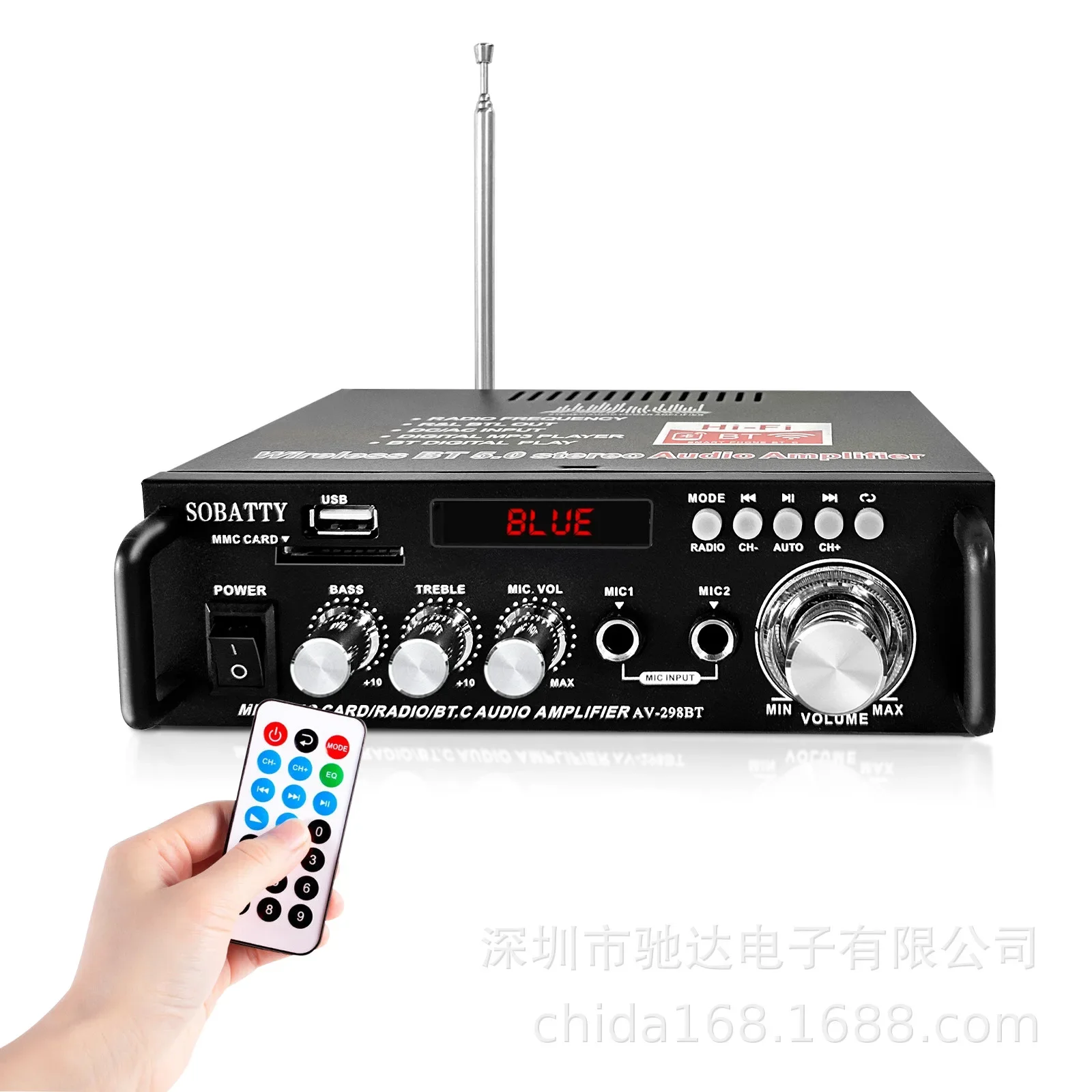 DurableDigital Power Amplifier Bluetooth U Disk Two-channel Power Amplifier 298A Household Car Small Power Amplifier