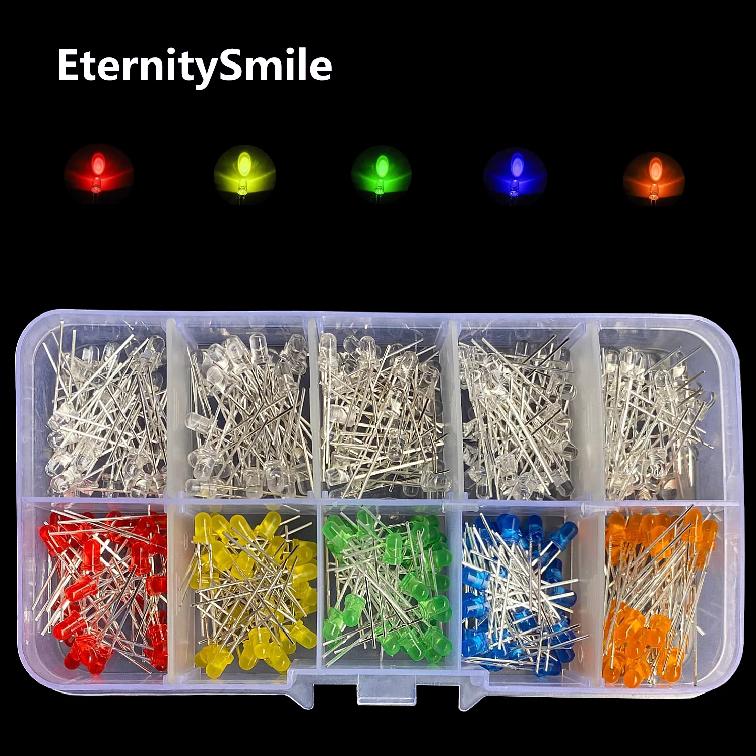 300Pcs/Box 10Values 3mm High Brightness LED Diode Assortment Kit Red Green Yellow Blue Orange