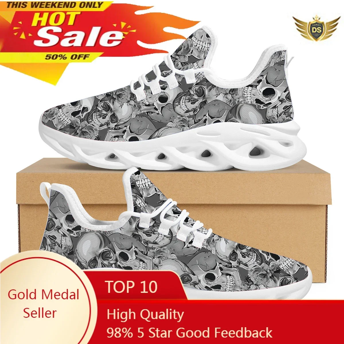 

Gothic Skull Print Ladies Casual Vulcanized Shoes New Comfort Jogging Shoes Fashion Lace Up Sneakers Zapatos Mujer