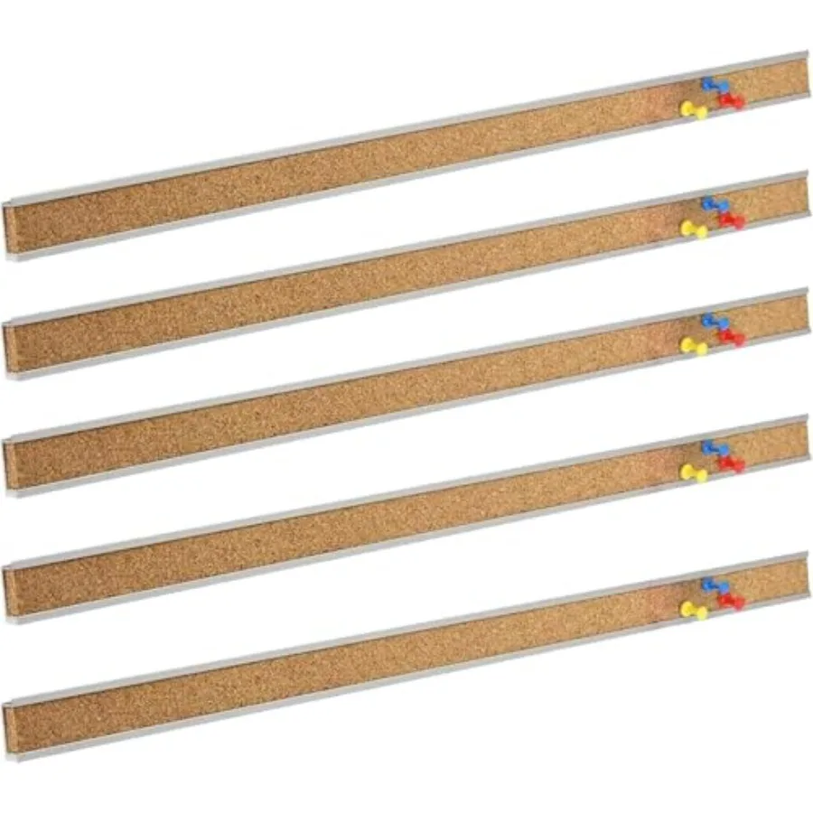 

Bulletin Bar Strip Cork Board Cork Strips 36" x 1" Classroom Office Walls Cubicle Aluminum Frame 10 Pack Silver