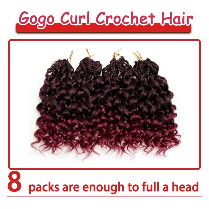 18-дюймовые предварительно заплетенные крючком волосы для женщин - Gogo Curl/пляжные завитки/океанские/воды/глубокие волны вязаные крючком волосы 8 упаковок, синтетические волосы