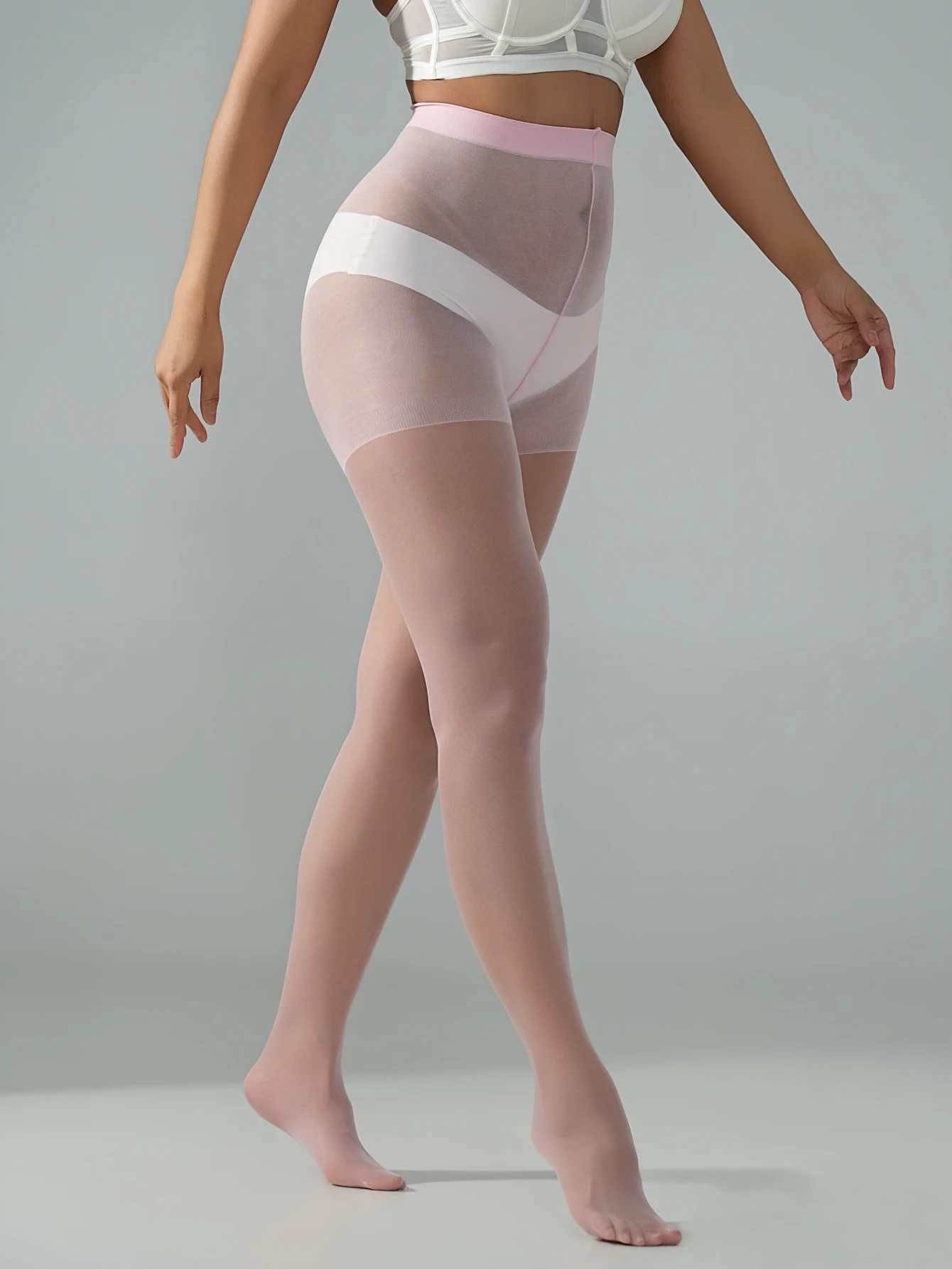 1 Pair Women Baby Pink Sheer Tights High Waist Elastic Nylon Pantyhose Ultra Thin Transparent Stretchy Stockings For Party