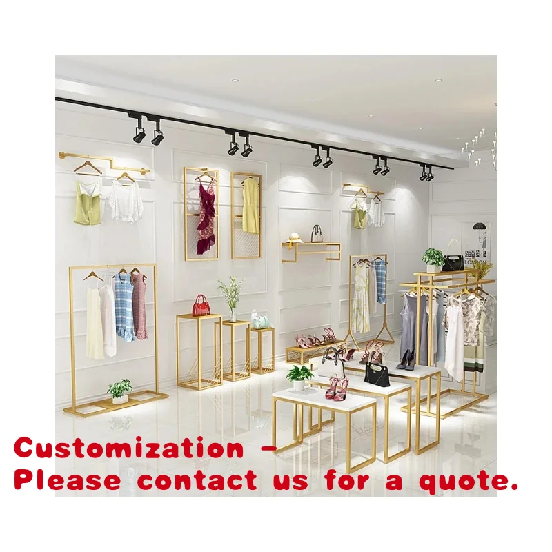 

Customize.Nordic Iron Clothing Racks Modern Simple Floor-standing Wall-mounted Coat Rack Combination Clothing Store Display Rack