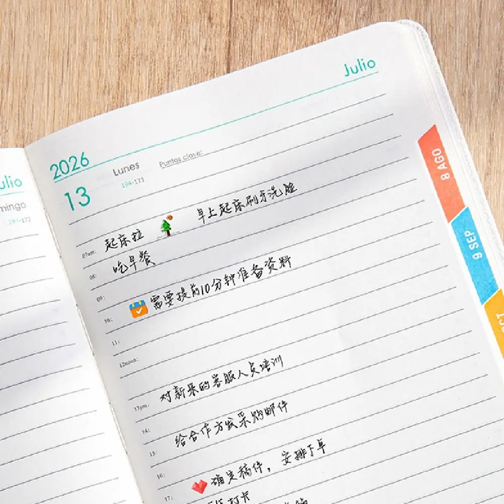 英語 2026 スケジュールプランナー メモ帳 12 か月 耐摩耗性 A5 アジェンダ プランニング ノートブック 厚紙ブックマーク