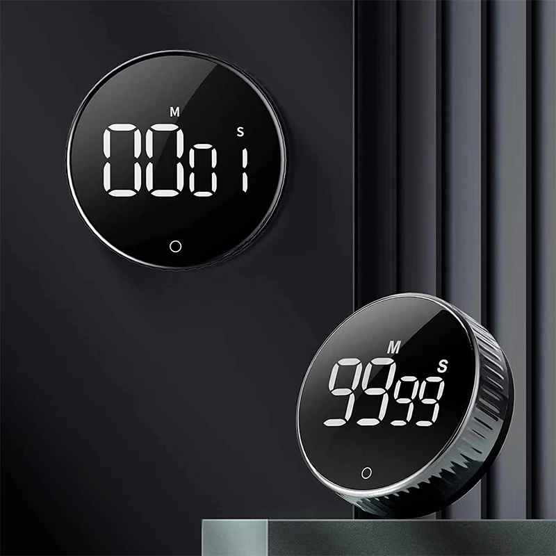 Rotary Kitchen Timer Magnetic Countdown Timer Led Digital Visible Display Cooking Baking Reminder Fitness Time Alarm Home Supply
