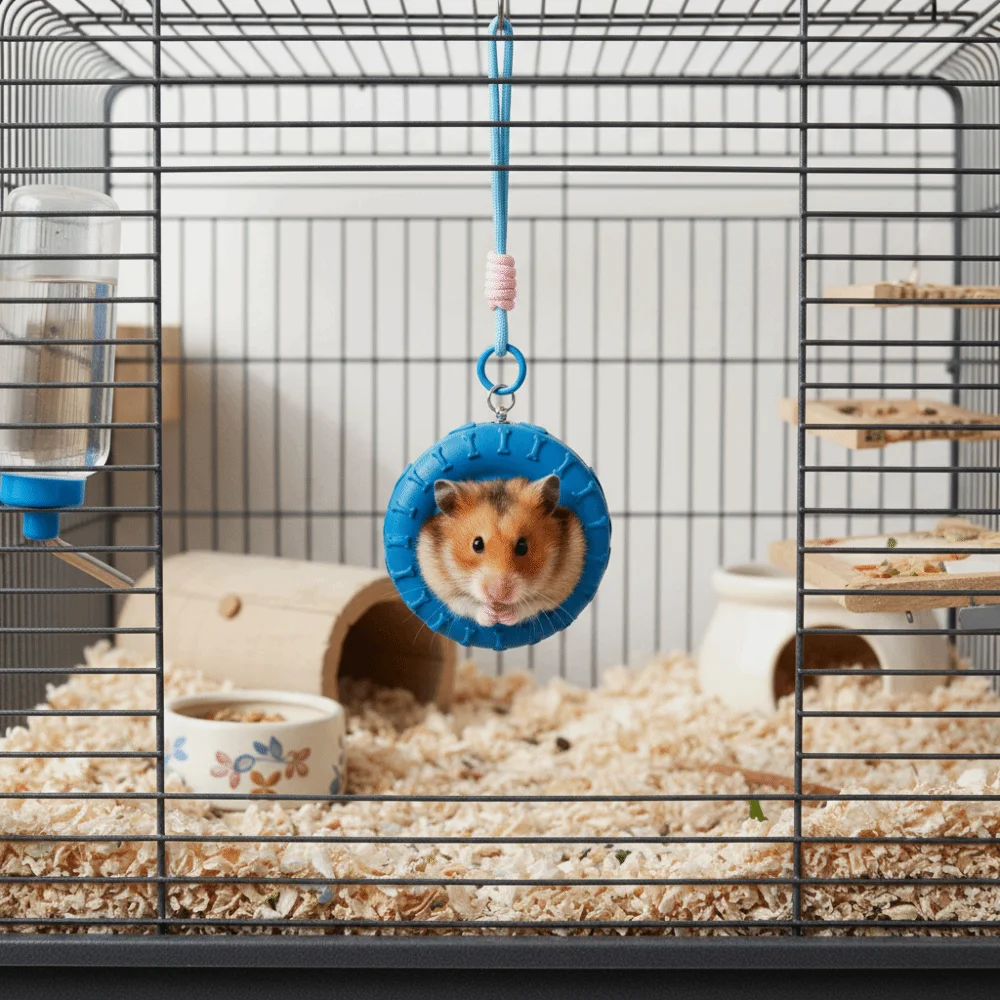 Tire-Shaped Hamsters Swing Detachable Chain Hanging Bed Small Pet Hanging Swing Bite Resistant Hamsters Hammock Cage Accessories view 5