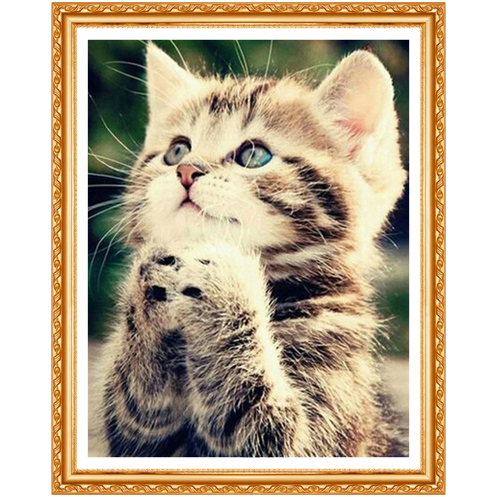 DIY 5D Naughty Kitten Diamond Painting Cross Stitch Cats Kit Diamond Embroidery Animal Diamond  Home Decor Craft