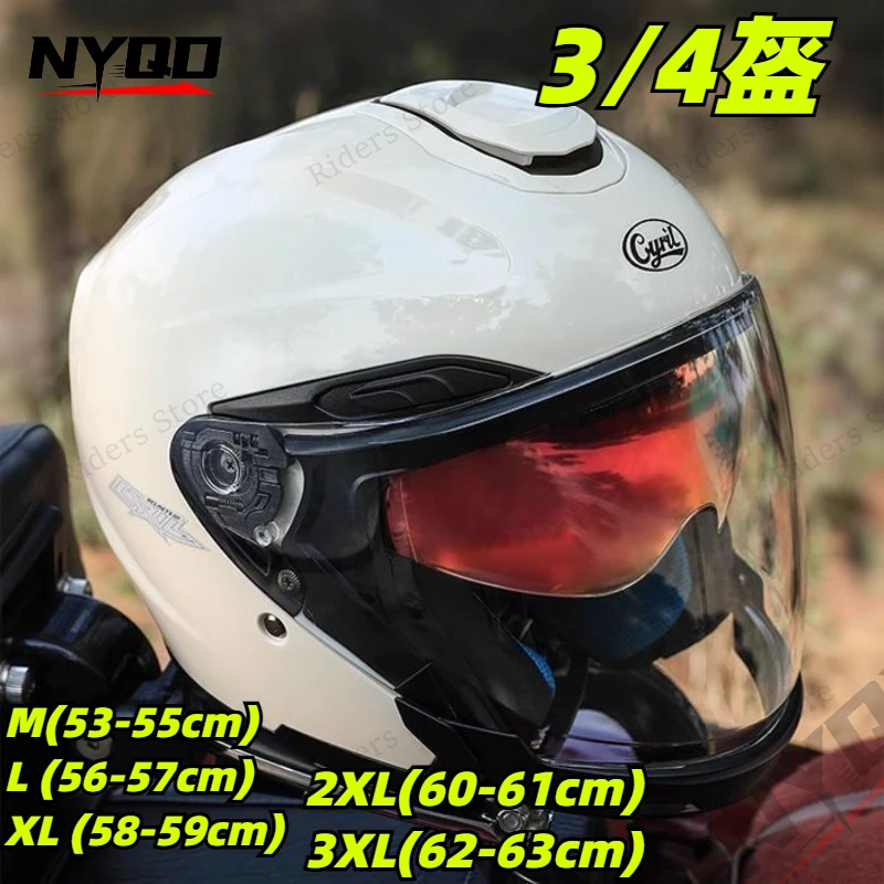 

Retro 3/4 Motorcycle Half Helmet Summer With Lens Vintage Open Face Helmet For Men Women Scooter Moto Riding Safety Helmet