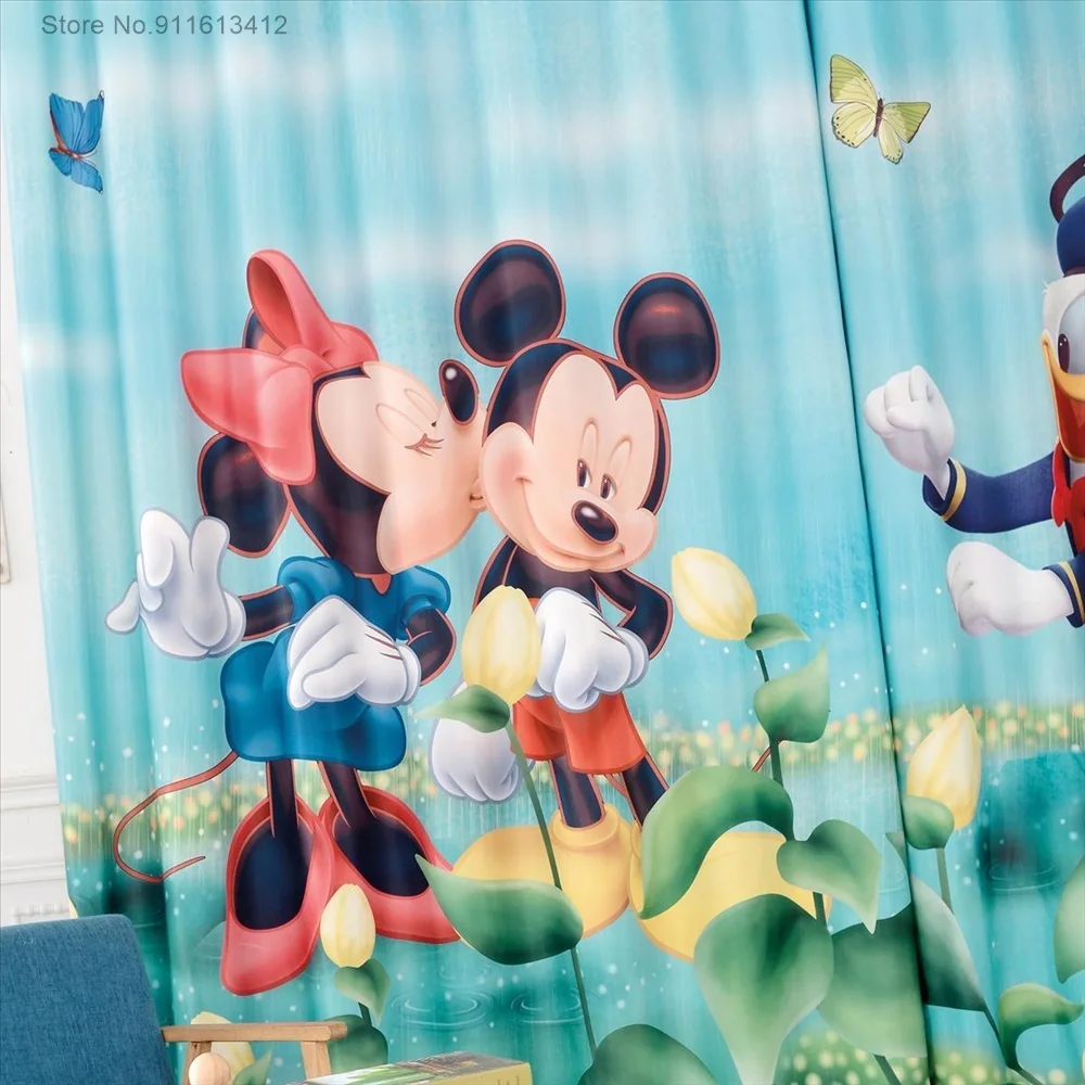 Disney Mickey Minnie Mouse Digital Printing Blackout Curtains for Bedroom Living Room Home Modern Soft Kitchen Window Curtain