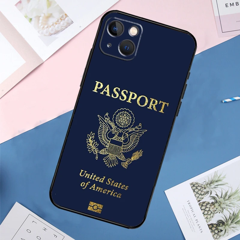 American Passport Case For iPhone 14 15 16 Pro Max 11 12 13 Mini X XR XS Max Plus Phone Back Cover