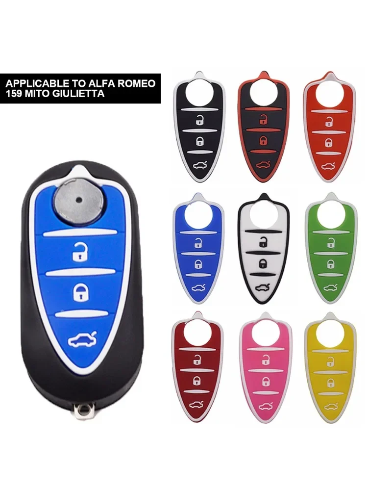 Coussinet de clé de voiture pour Alfa Romeo 156 159 mito giulietta gt 4c, coque de clé télécommande en caoutchouc à 3 boutons, accessoires de voiture pour filles