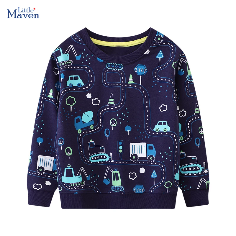 Little maven Spring Autumn Toddler Baby Boy Cartoon CARS Sweatshirts Bluey Cotton Kids Clothes Novelty Boys Tops Casual Hoodies