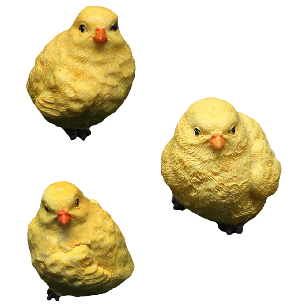 

3Pcs Miniature Chick Ornaments Resin Craft Cute Animal Decor for Garden Micro Landscape Desktop Bookshelf Decoration