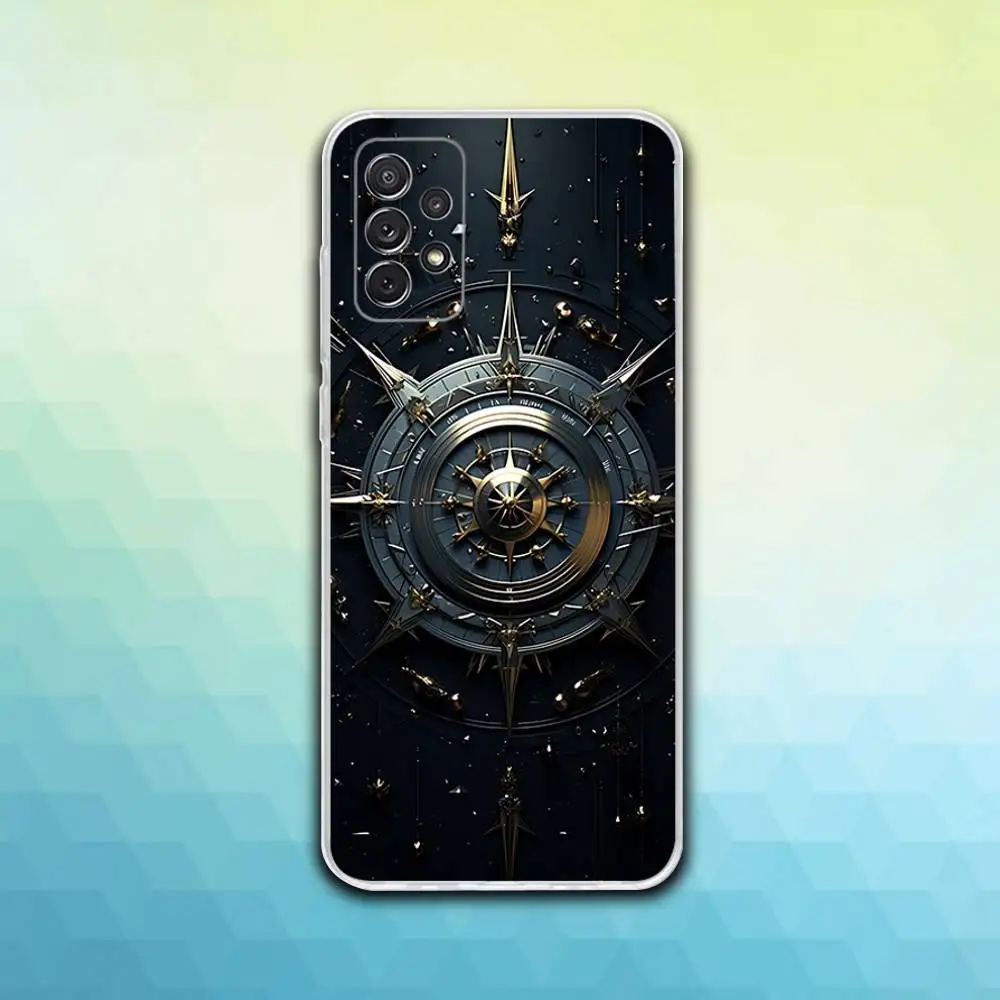 Bússola de madeira relógio arte caso telefone para samsung s30,23,21,22,20, fe lite, s10,9,8,7 pius note20ultra macio transparente