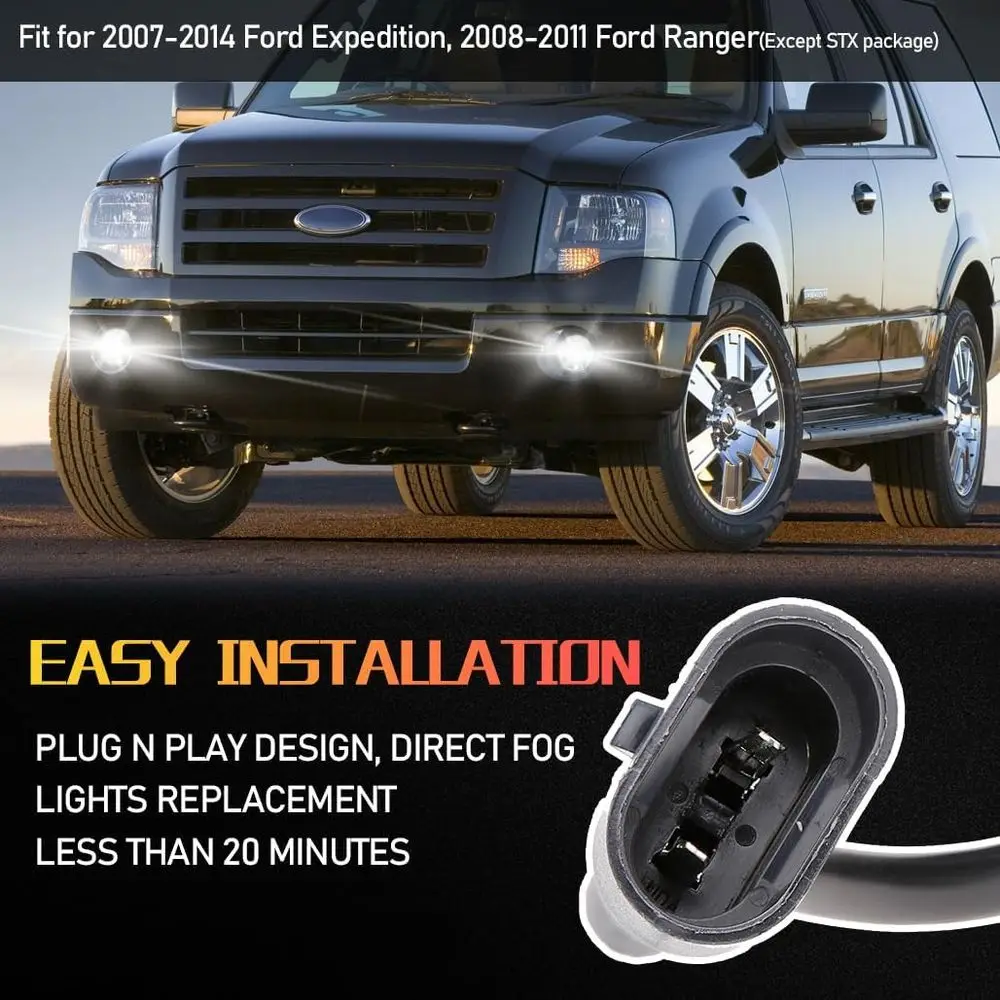 زوج من مصابيح الضباب LED بقدرة 48 وات 4.5 لسيارة Ford Expedition & 2008-2011 Ranger #5