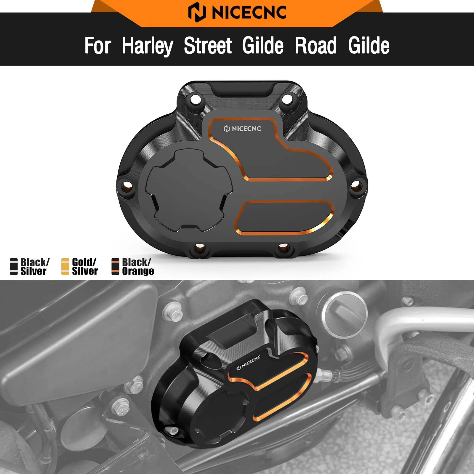

For Harley Street Glide FLHX 2007-2013 Transmission Side Cover Road Glide FLTR Ultra FLTRU Road King FLHR FLHRC Electra Glide