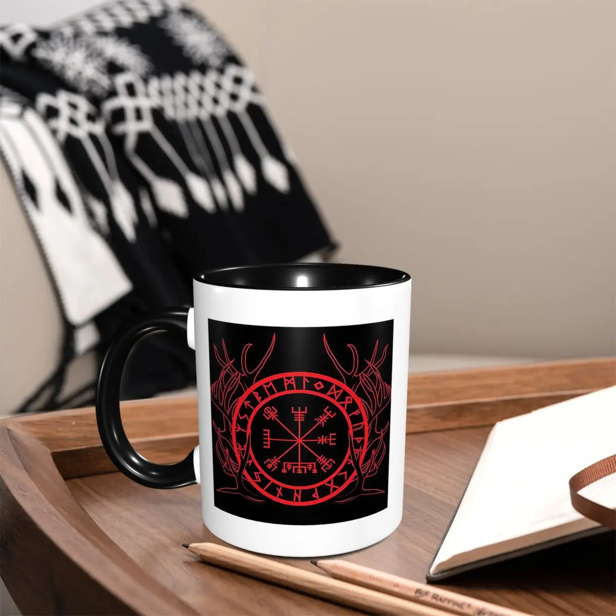 Vegvisir Eikthyrnir, Stag Of Valhalla Viking Art Deer Mug Ceramic Coffee Cups Tea Mugs Milk Cup Drinkware Gift for Woman Man