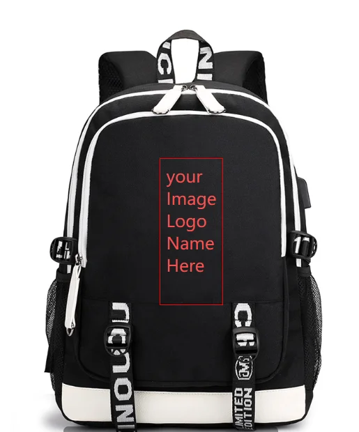 

Рюкзак на заказ, персональный DIY принт логотипа с вашим дизайном для индивидуальной настройки, детские рюкзаки, сумки на плечо на заказ