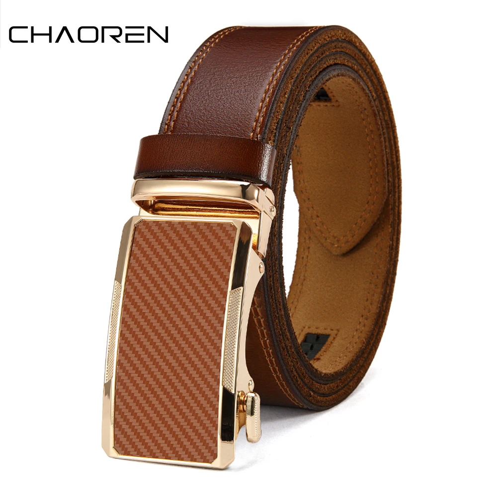 CHAOREN Men Belt Genuine Leather for Men's High Quality Buckle Business Black Cowskin Male Fashion Famous Brand Belt Women