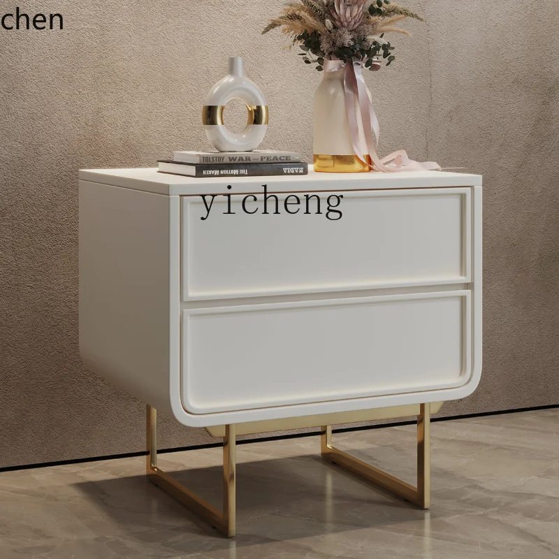 HYS simple style light luxury Italian minimalist European bedroom bedside table high-end bedside table