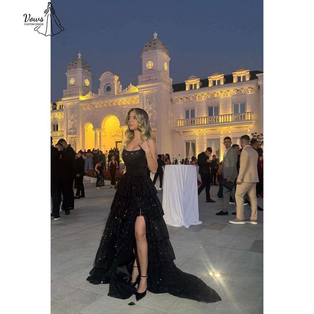 

Vows Line A Evening Dresses for Special Occasions Slit Elegant Dress Luxury Custom Made Prom Dresses 2025 Sequins Robe Soiree