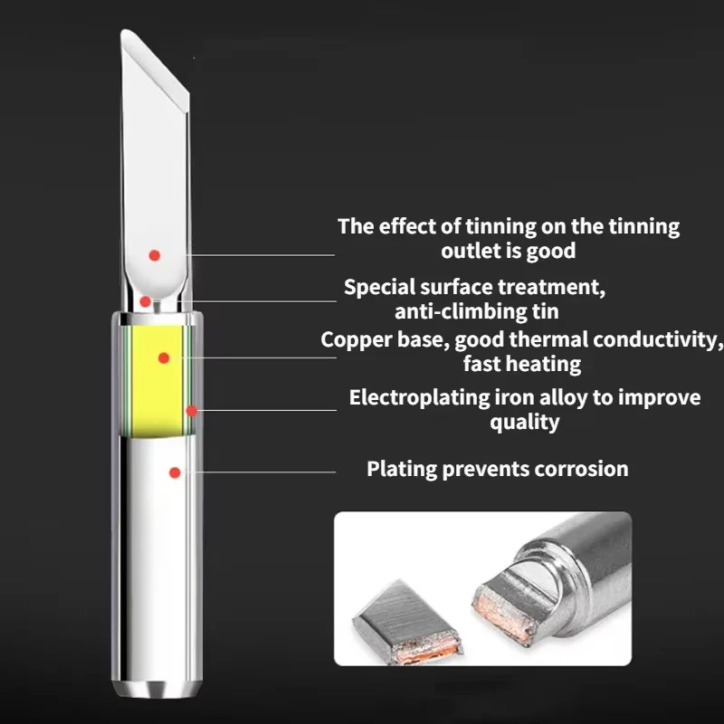 5PCS Soldering Iron Tips Replacement Head Compatible with 936 Soldering Station for Electronic DIY Repair