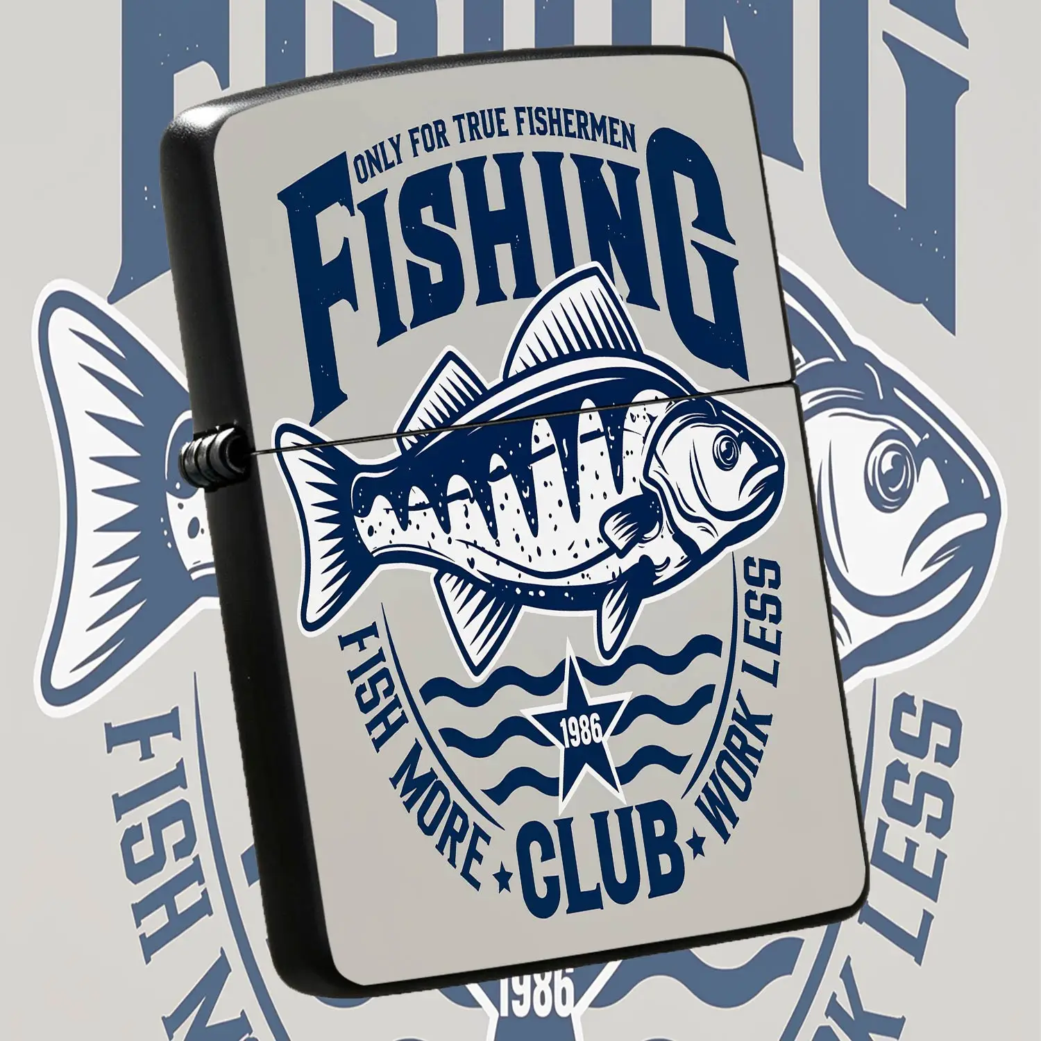 Vintage Fishing Club Themed Lighter 1986 Funny Angler Pattern Portable Ignition Accessory, Ideal For Outdoor Fishing Daily Gathering, Practical Unique Gift For Fishing Enthusiasts, Reliable Lightweight Tool For Multiple A Humorous And Inter