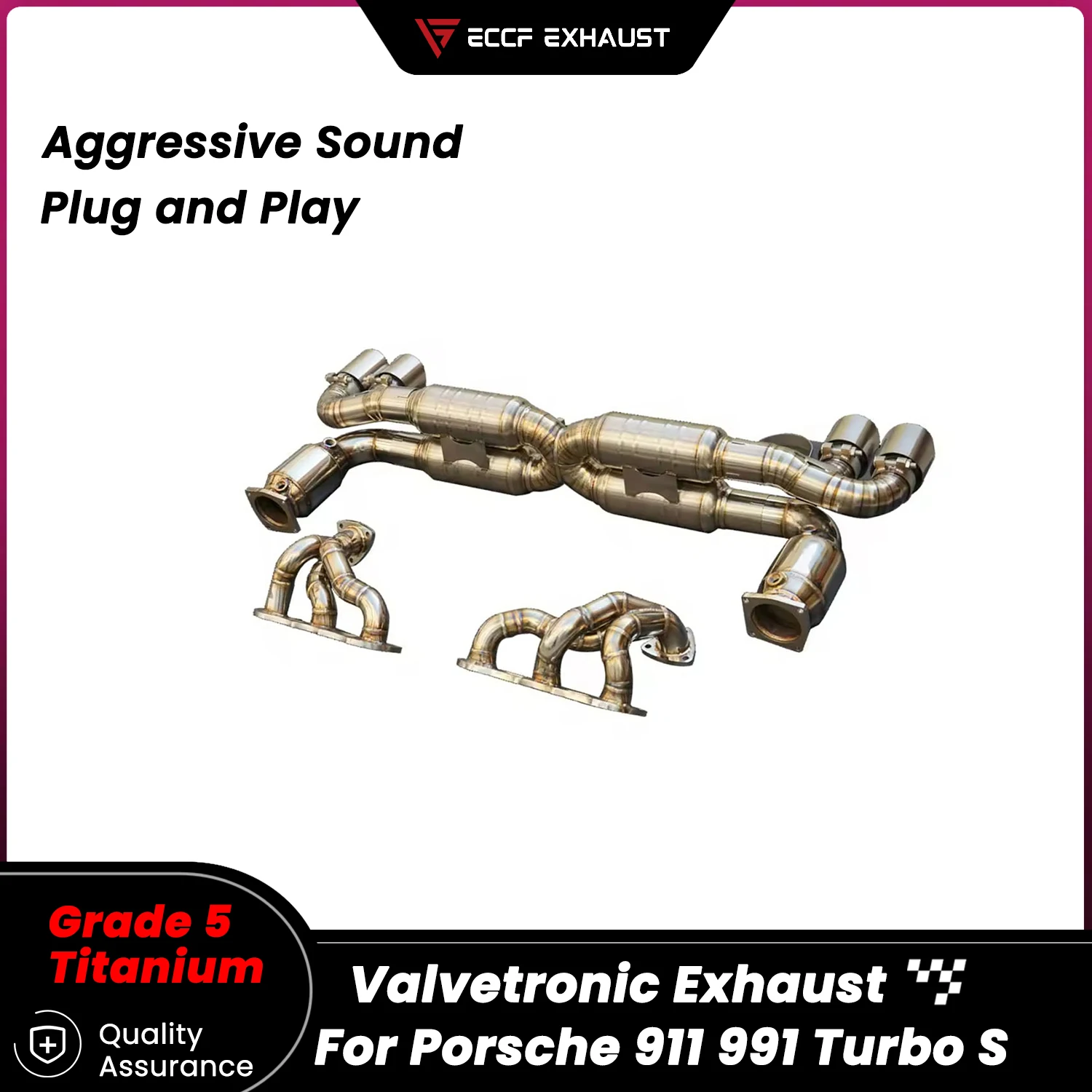 

TItanium Sporty Catback Exhaust With Headers for Porsche 911 991 Turbo S Unleash Maximum Performance Easy Installation