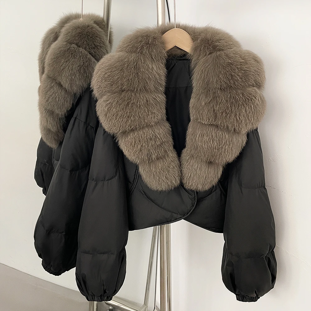 Down Jacket Lightweight Down Padding Women Big Natural Fox Fur Collar Female Puffer Jacket with Fur Real Fur Coat Women Winter view 3