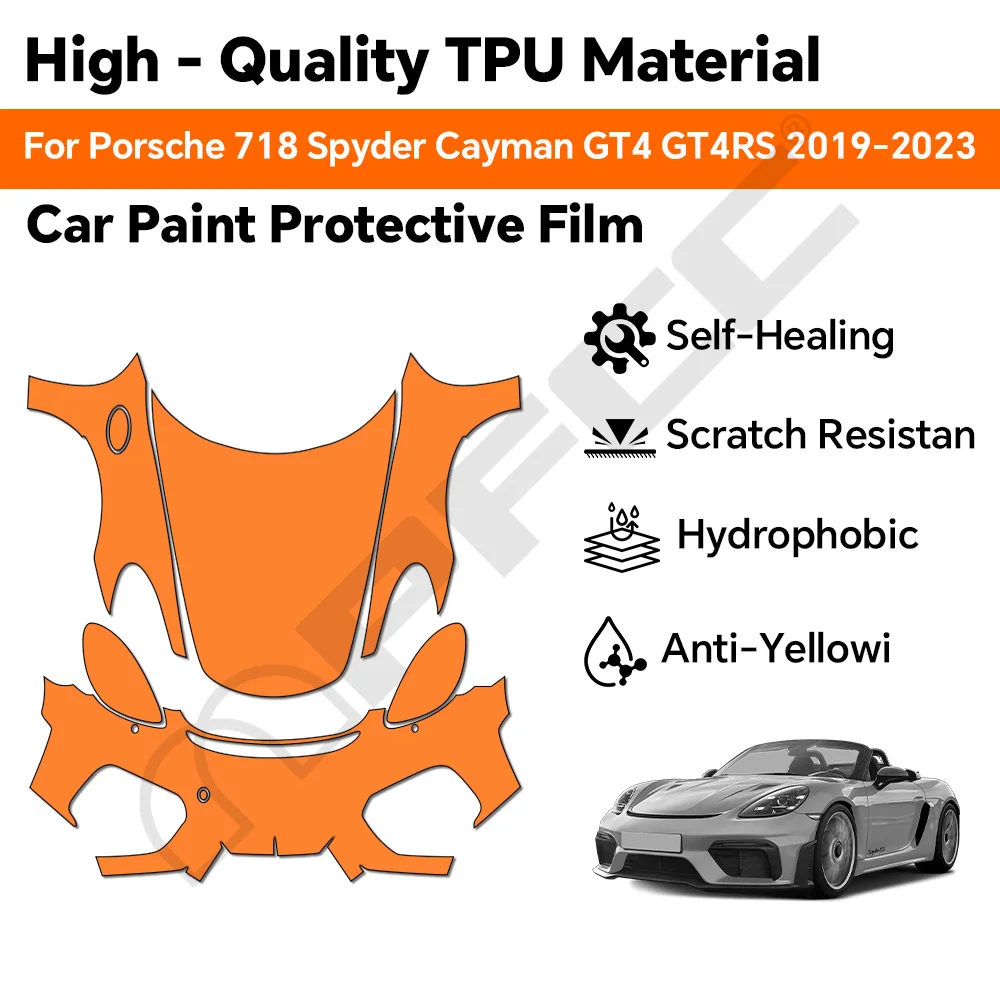 

9mil For Porsche 718 Spyder Cayman GT4 GT4RS 2019-2023 Paint Protection Film Pre-cut Clear PPF Car Body Anti-scratch Resistant