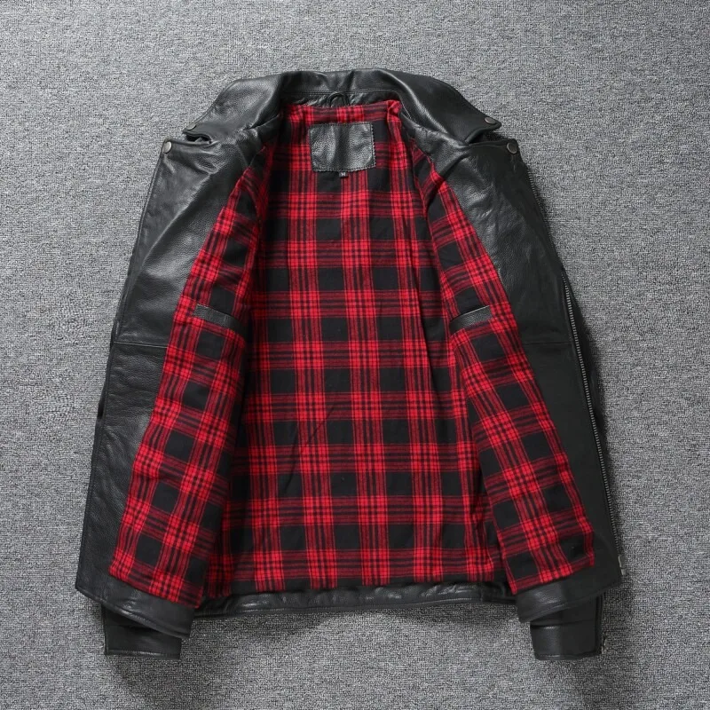 Motorcycle Cycling Jacket New Leather Leather Jacket Men's Slim Short Jacket Lapel