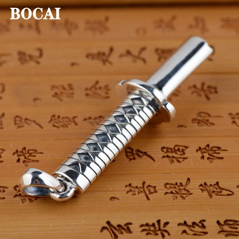 BOCAI Real S925 Pure Silver Jewelry Antique Crafts Men Pendant Personality Shape Sword Explosion Gift