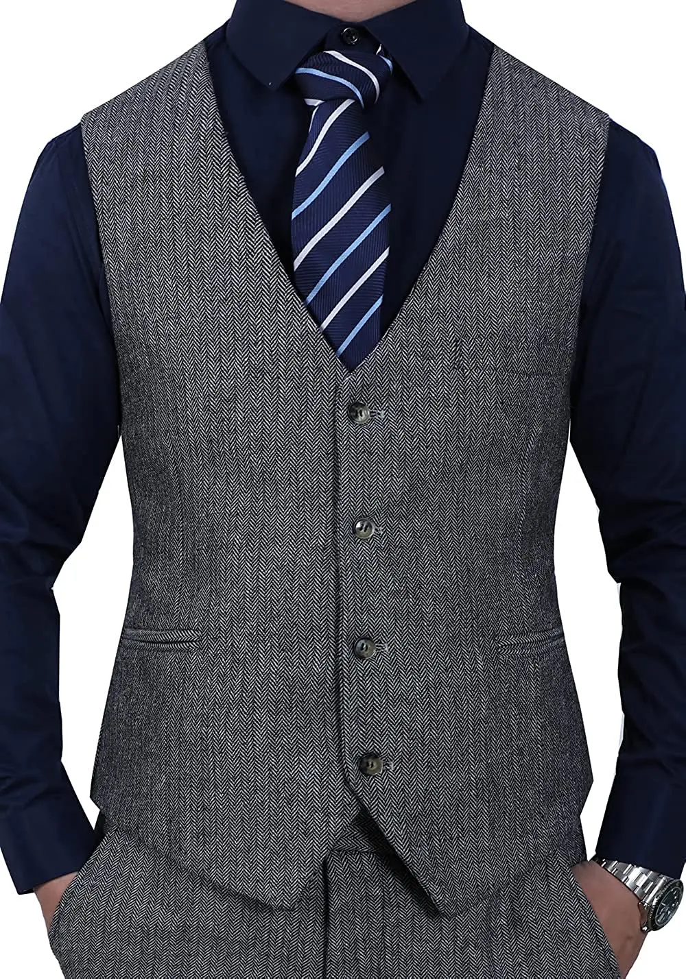 

Mens Suit Vest Lapel Neck Wool Waistcoat Casual Formal Business Slim Fit Vest Groomman For Wedding vintage classical