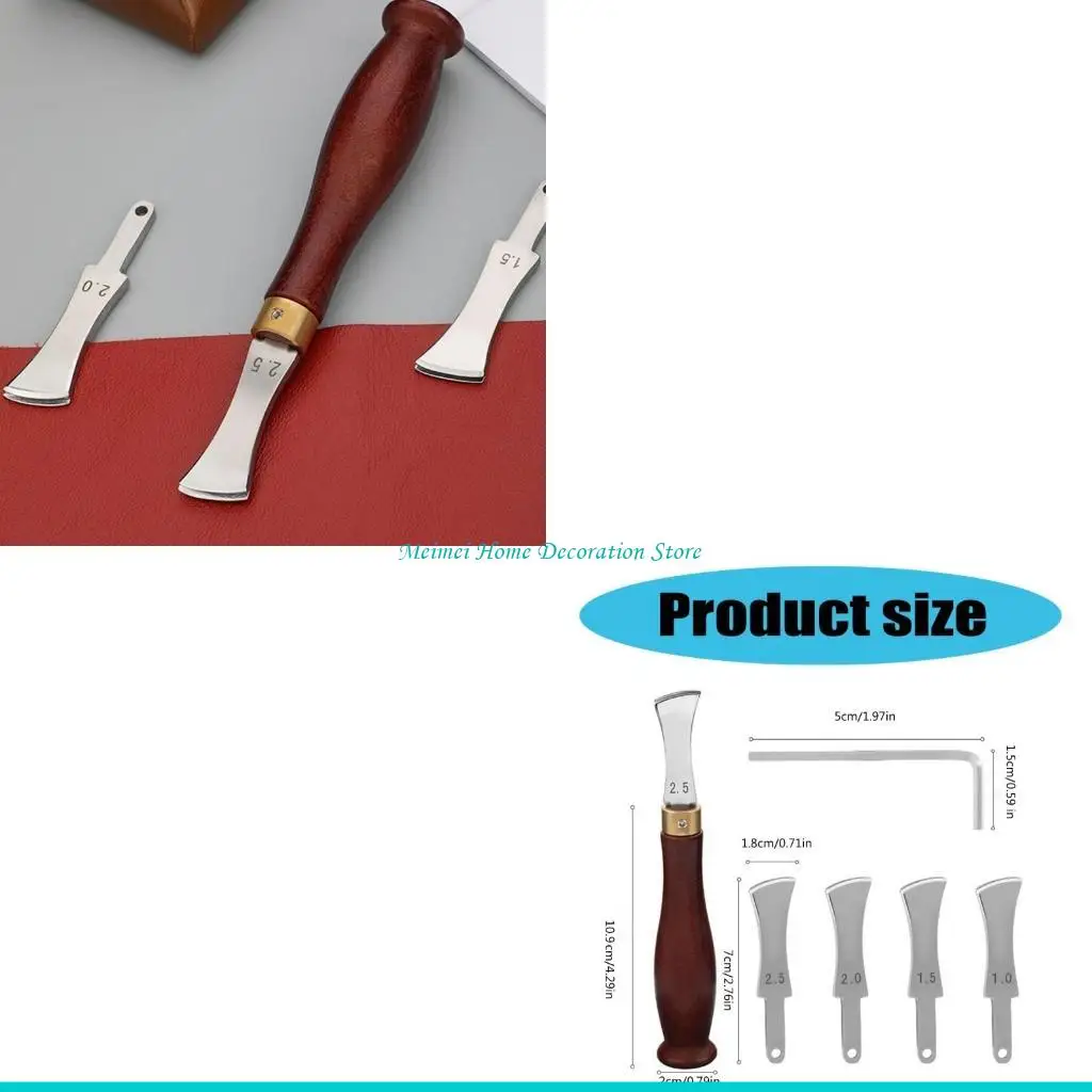 

H7BF Инструмент для биговки кожи с деревянной ручкой Инструмент для биговки кожи со сменной головкой для биговки 1,0-2,5 мм для