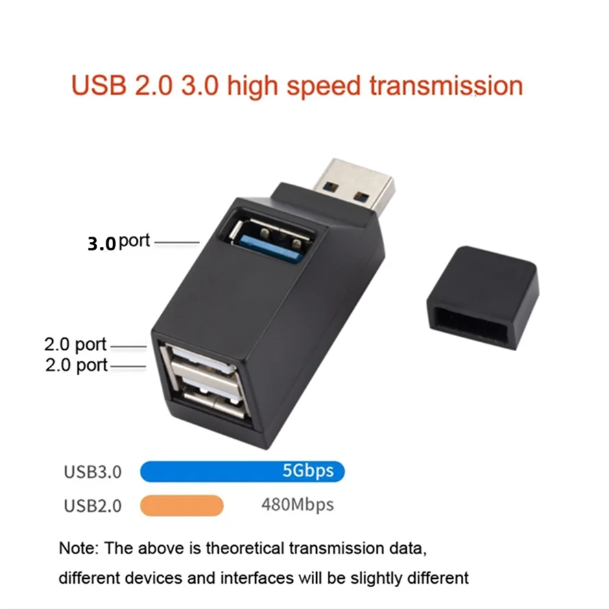 USB 3.0 HUB Adapter Extender Mini Splitter Box 1 to 3 Ports High Speed USB 2.0 Hub For PC Laptop U Disk Card Reader Accessories