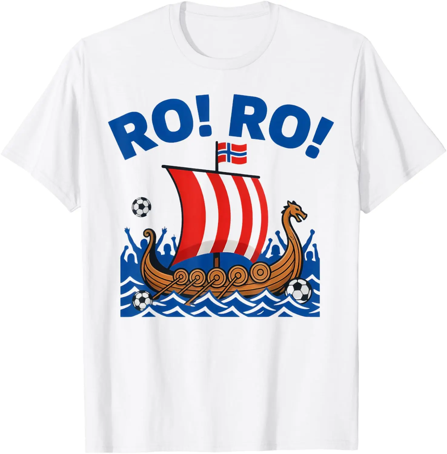 Ro Norway Viking Ship Soccer Norwegian Fan Men Women T-Shirt 100% Cotton Trendy Y2K Short-Sleeve Tee-Soft, Quick-Drying,