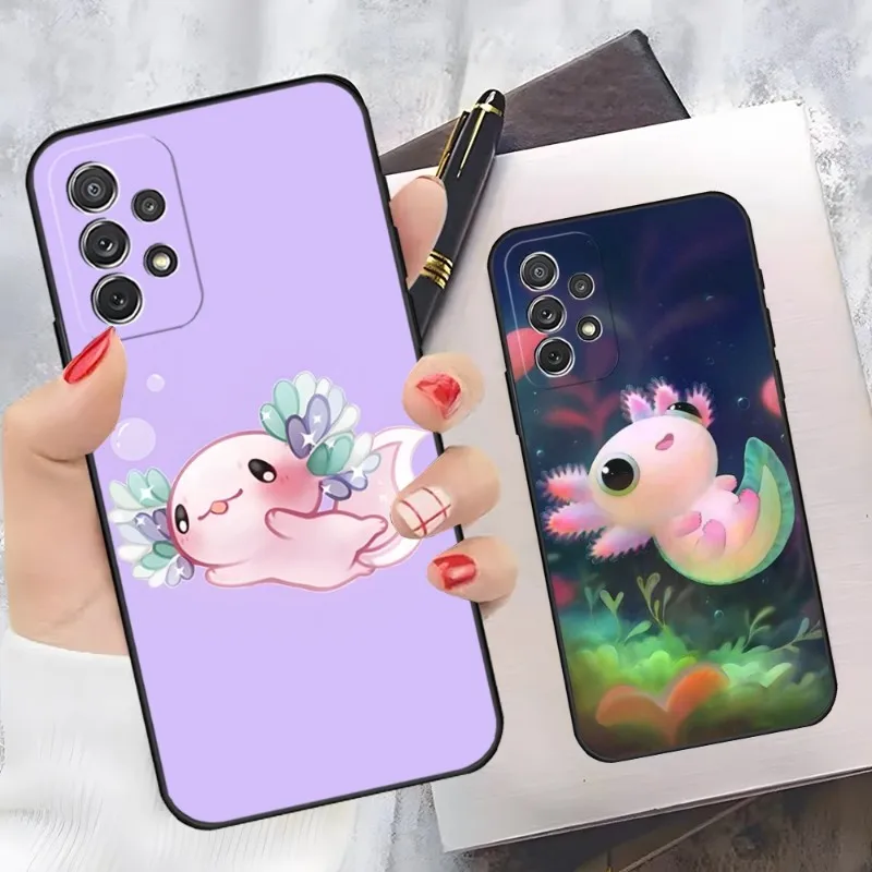 Kawaii Axolotl Pattern Phone Case For Samsung Galaxy A33 A31 A50 A32 A73 A40 A20 A23 A34 A14 A54 Back Cover