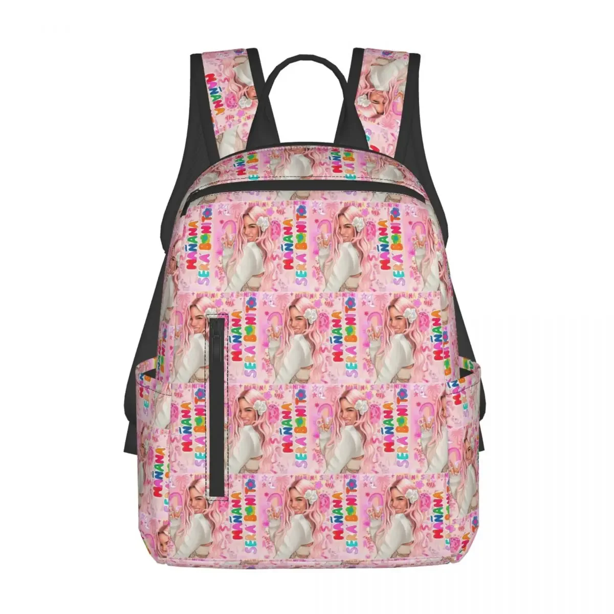 Karol G Happy Valentines Day Backpack Large Capacity Kids BookBag School Bag Shoulder Bags for Men Women