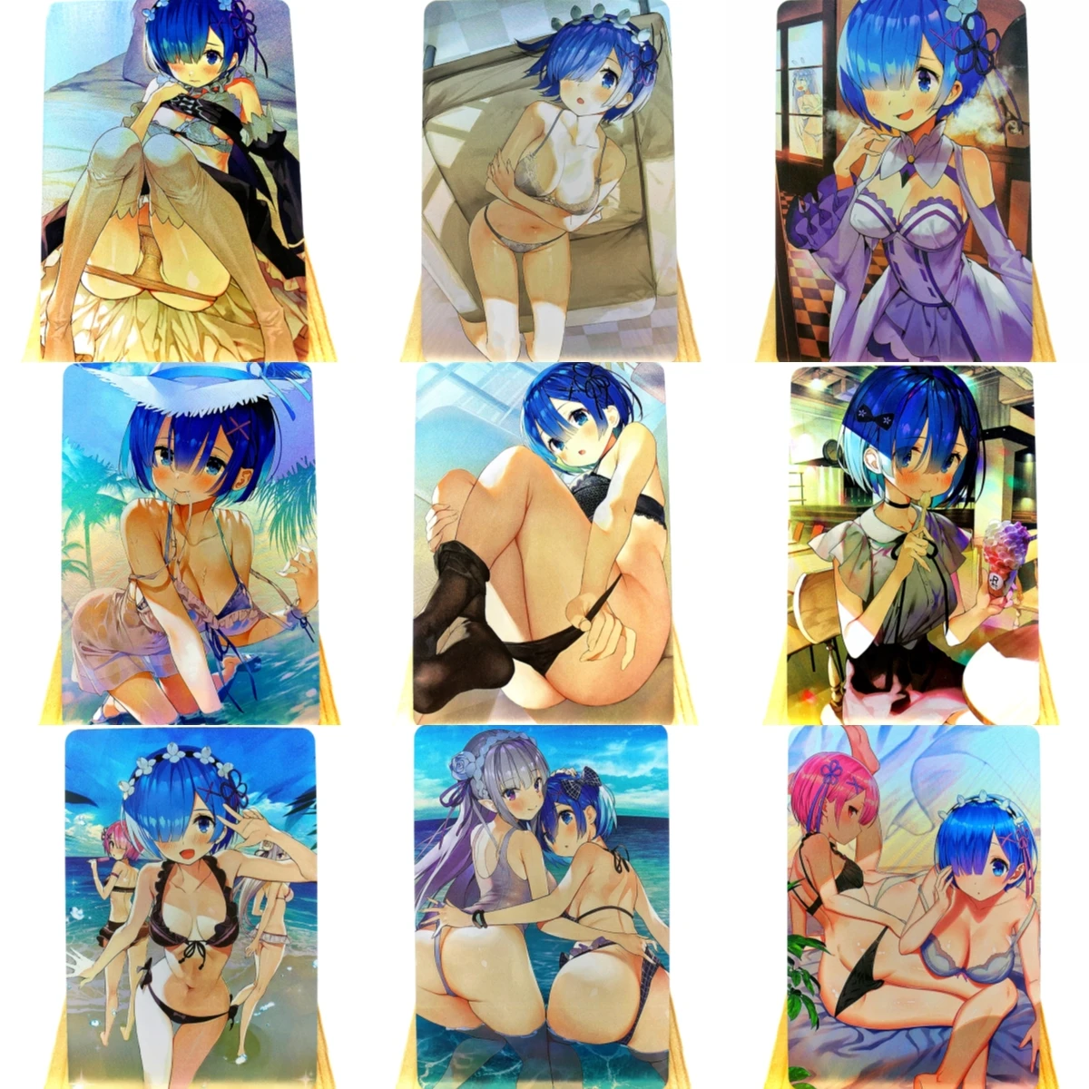 

9Stks/sets of Cartoon Cute Kawaii Sexy Rem Doujin Anime Characters ACG Card Game Fans Mika Collection Flash Cards