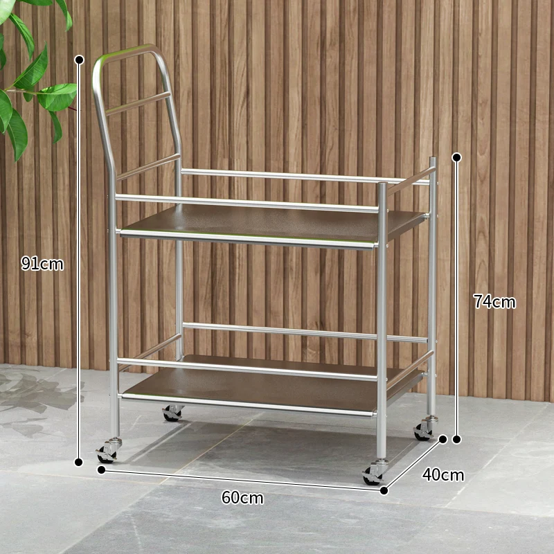 Stainless Steel Utility Cart Kitchen Serving Trolley Heavy-Duty Food Delivery Wagon for Restaurant Hotel Mobile Storage Cart image 5