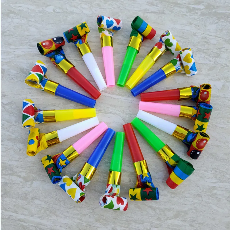 

10-100pcs Dragon Mouth Blowing Whistle Long Nose Blowing Rolls Trick Trick Party Props 6.5cm Paper Blowing Rolls Mixed Colors