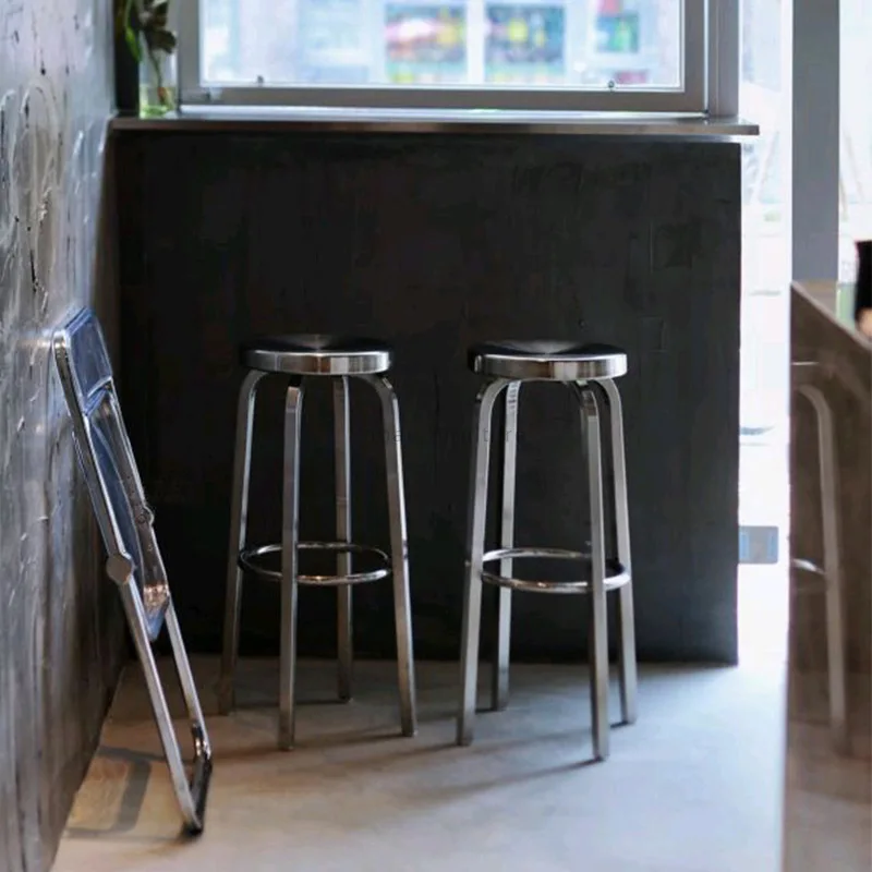 

Stainless steel chairs metal front desk bar stool backrest industrial wind bar tables and chairs bar chairs restaurant chairs.