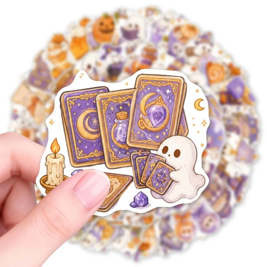 50 Stück Heilende Pastell-Halloween-Aufkleber, Niedliche Geister-, Kürbis- und Dessert-Motive, Wasserfeste Aufkleber für DIY-Journale und Flaschen-Deko – Detail 6