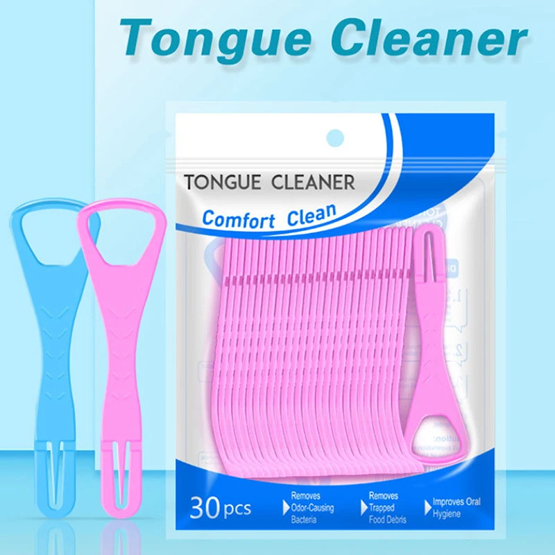 Raspador de língua para adultos, ferramenta descartável de limpeza de língua, raspador de boca de plástico, conveniente para viagem, aparelhos de higiene oral