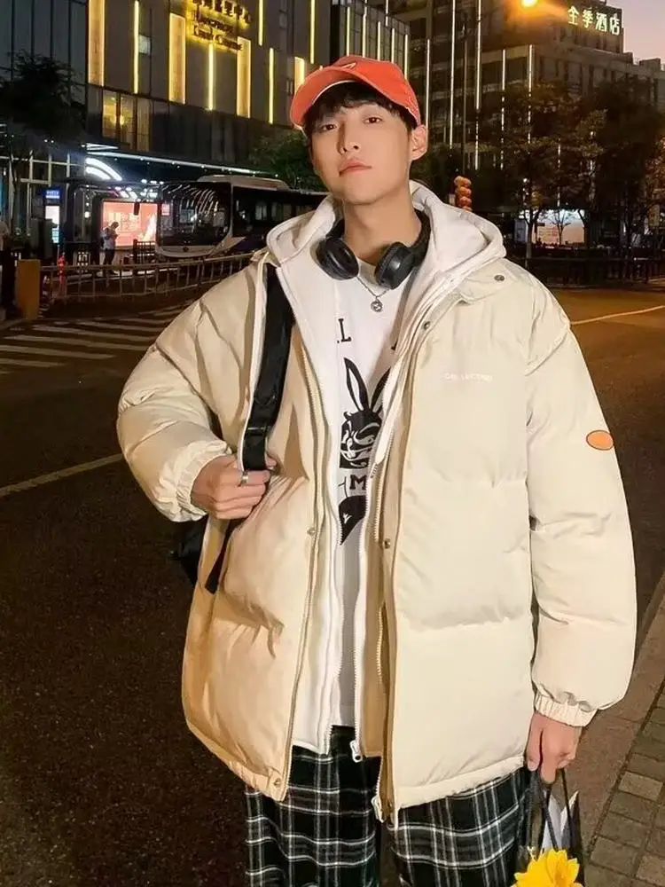 

Men's Winter Thiened Fce Lined Hooded Cotton Jaet Warm Casual Outerwear Loose Fit Color Tagkita Brand