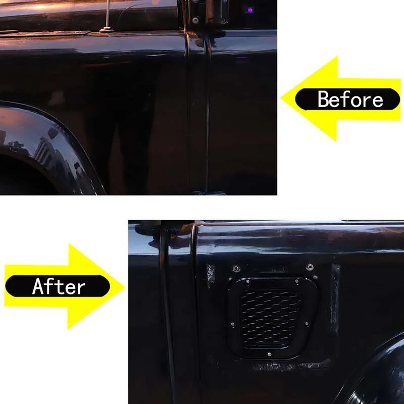 For Land Rover Defender 2004-2019 ABS Black Car Side Air Vent Airflow Fender Air Inlet Guard Mesh Decoration Accessories