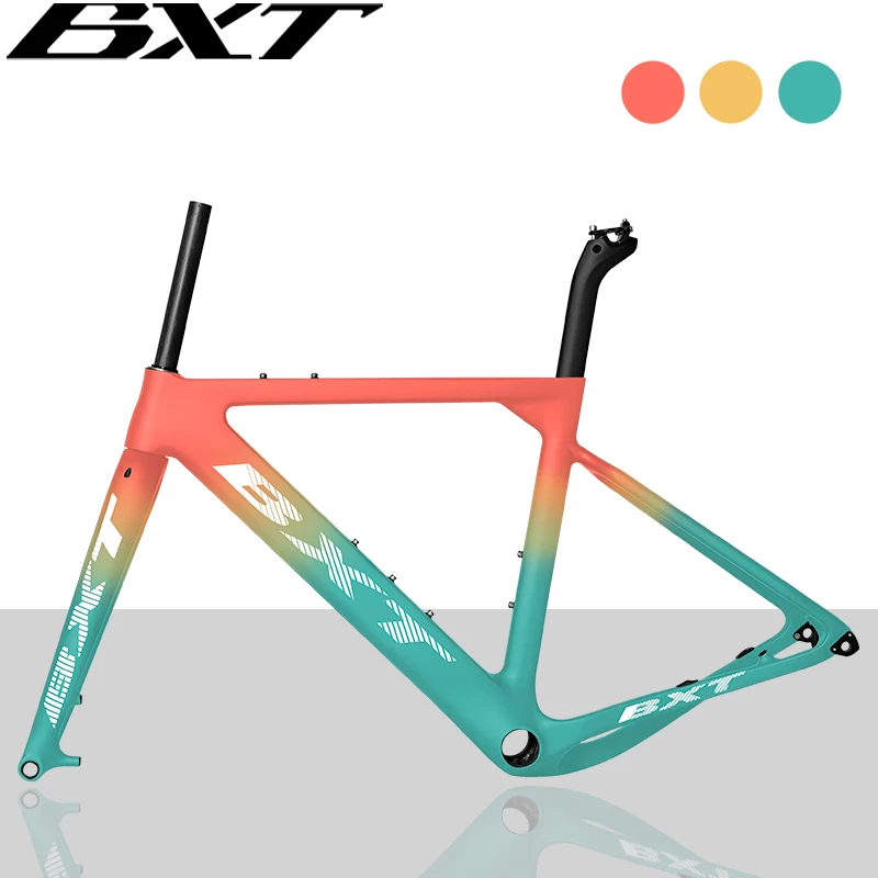 2024 New Carbon Gravel Bike Frame Disc Cyclocross 700C Carbon Bike Frame Di2 BXT Bike Frame Thru Axle 142mm